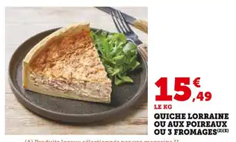 U Express Quiche lorraine ou aux poireaux ou 3 fromages offre