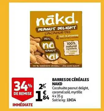 Auchan Barres De Céréales Nakd offre