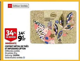 Auchan Coffret Métal De Thés Et Infusions Lipton offre