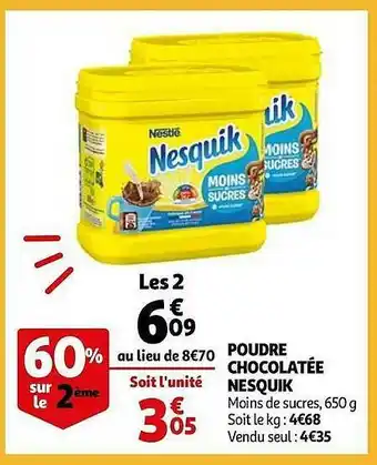 Auchan Poudre Chocolatée Nesquik offre