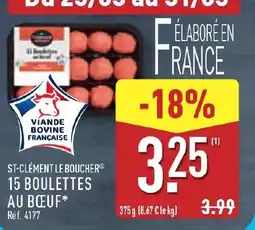 ALDI ST-CLÉMENT LE BOUCHER® 15 boulettes au bœuf offre