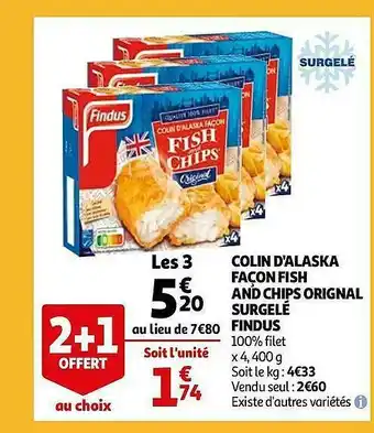 Auchan Colin D'alaska Façon Fish And Chips Original Surgelé Findus offre