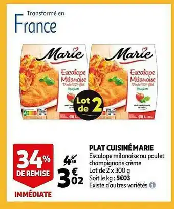Auchan Plat Cuisiné Marie offre