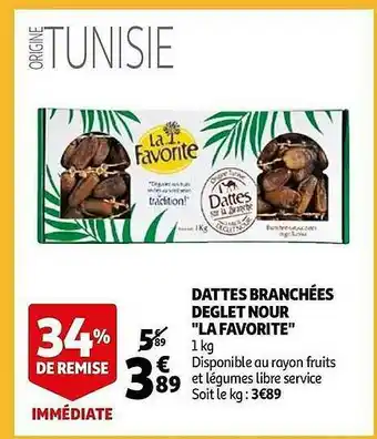 Auchan Dattes Branchées Deglet Nour offre