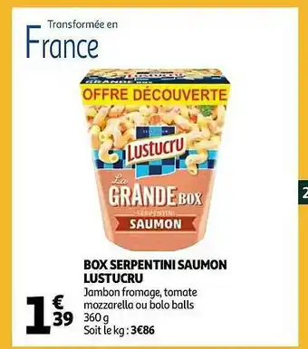 Auchan Box Serpentini Saumon Lustucru offre
