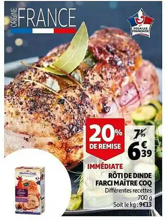 Auchan Rôti De Dinde Farci Maître Coq offre