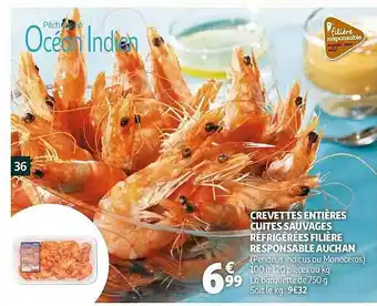 Auchan Crevettes Entières Cuites Sauvages Réfrigérées Filière Responsable Auchan offre