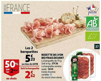 Auchan Rosette De Lyon Bio Frais Devant offre