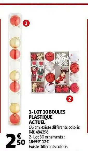 Auchan 1-lot 10 Boules Plastique Actuel offre