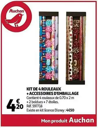 Auchan Kit De 4 Rouleaux + Accessoires D'emballage offre
