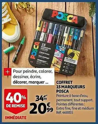 Auchan Coffret 15 Marqueurs Posca offre