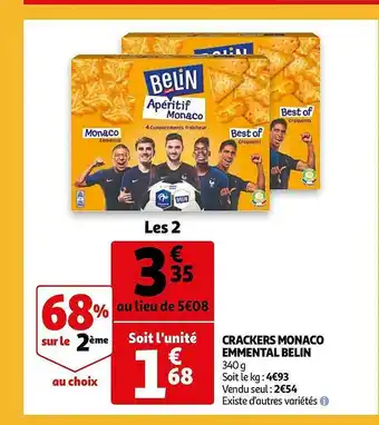 Auchan Crackers Monaco Emmental Belin offre