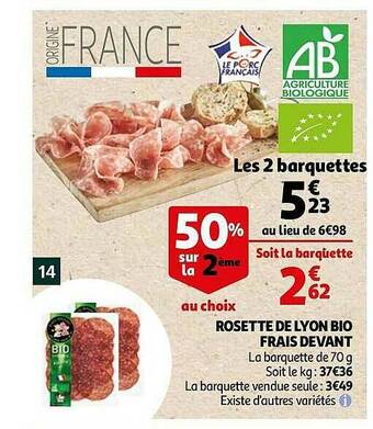 Auchan Rosette De Lyon Bio Frais Devant offre