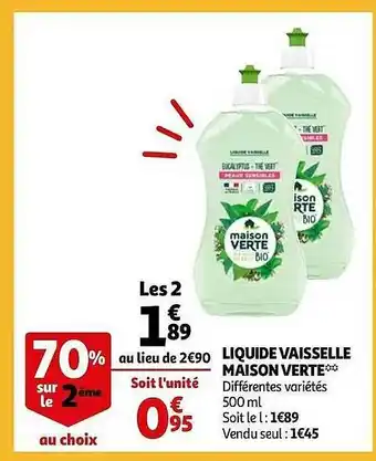 Auchan Liquide Vaisselle Maison Verte offre