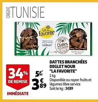 Auchan Dattes Branchées Deglet Nour offre