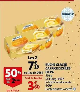 Auchan Bûche Glacée Caprice Des îles Pilpa offre
