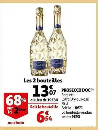 Auchan Prosecco Doc Baglietti Extra Dry Ou Rosé offre