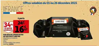Auchan Foie Gras De Canard Entier Igp Sud Ouest Labeyrie offre