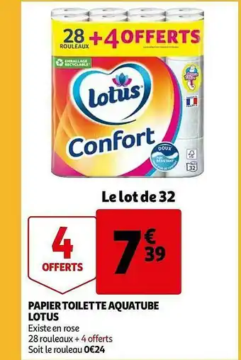 Auchan Papier Toilette Aquatube Lotus offre