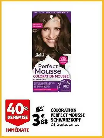Auchan Coloration Perfect Mousse Schwarzkopf offre