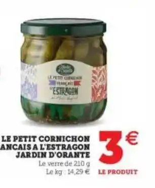 Hyper U Le Petit Cornichon Ancais à L'estragon Jardin D'orante offre