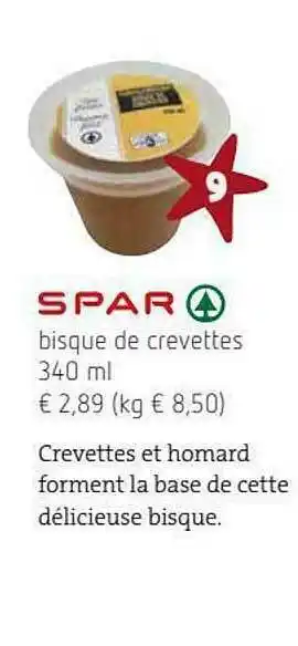 Spar Bisque De Crevettes Spar offre