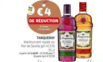 Spar Blackcurrant Royale Ou Flor De Sevilla Gin 41,3% Tanqueray offre