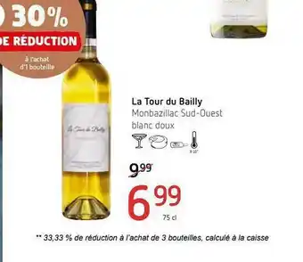 Spar La Tour Du Bailly Monbazillac Sud-ouest Blanc Doux offre