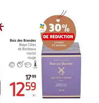 Spar Bois Des Brandes Blaye Côtes De Bordeaux Merlot Rouge offre