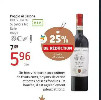Spar Poggio Al Casone Docg Chianti Superiore Bio Italie Rouge offre