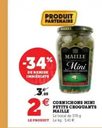Super U Cornichons Mini Petits Croquants Maille offre