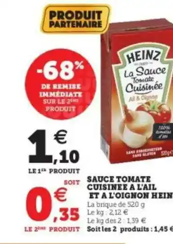 Super U Sauce Tomate Cuisinée à L'ail Et à L'oignon Hein offre