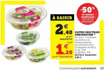 Super U Olives Croc'frais Dénoyautées offre
