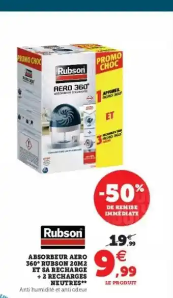 Super U Rubson Absorbeur Aero 360° Rubson 20m² Et Sa Recharge + 2 Recharges Neutres offre