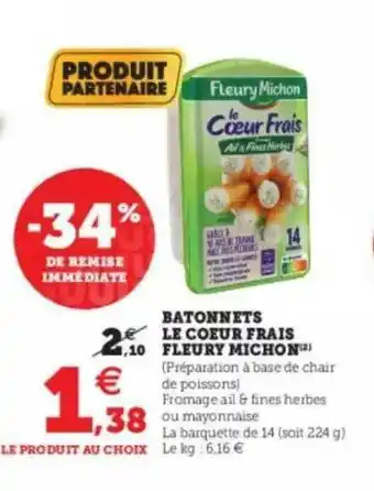 U Express Bâtonnets Le Cœur Frais Fleury Michon -34% De Remise Immédiate offre