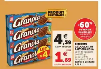 Super U Biscuits Chocolat Au Lait Granola offre