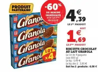U Express Biscuits Chocolat Au Lait Granola -60% De Remise Immédiate Sur Le 2ème Produit offre