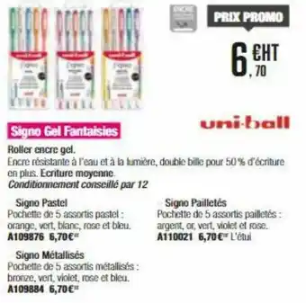 Calipage Uni-ball Signo Gel Fantaisies Roller Encre Gel offre