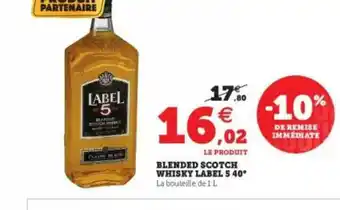 U Express Blended Scotch Whisky Label 5 40° -10% De Remise Immédiate offre
