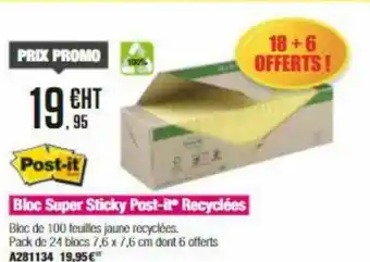 Bloc Super Sticky Post-it Recyclées Post-it
