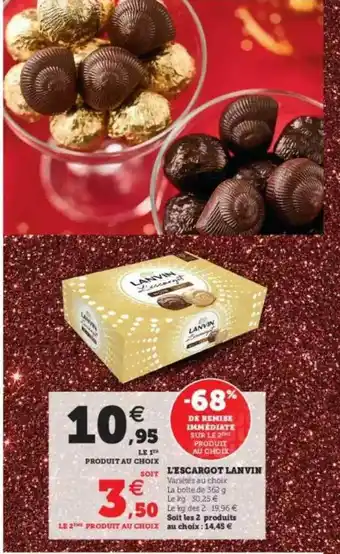 U Express L'escargot Lanvin -68% De Remise Immédiate Sur Le 2ème Produit Au Choix offre