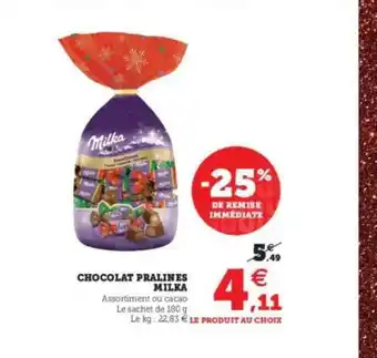U Express Chocolat Pralinés Milka -25% De Remise Immédiate offre