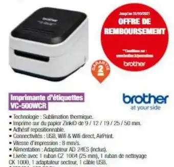 Imprimante D'étiquettes Vc-500wcr Brother