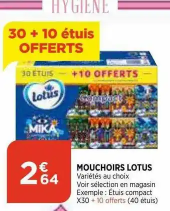 Maximarché Mouchoirs Lotus offre