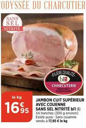 Jambon Cuit Supérieur Avec Couenne Sans Sel Nitrité Bi1