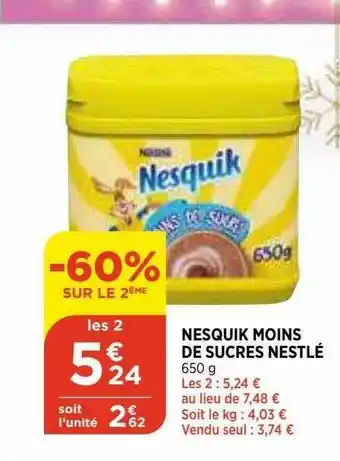 Maximarché Nesquik Moins De Sucres Nestlé offre