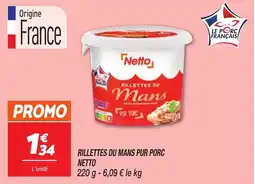 Netto NETTO Rillettes du mans pur porc offre