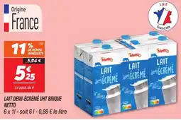 Netto NETTO Lait demi-écrémé uht brique offre