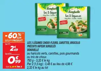 Netto BONDUELLE Les 3 légumes choux-fleurs, carottes, brocolis précuits vapeur surgelés offre