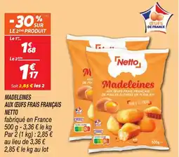 Netto NETTO Madeleines aux ceufs frais français offre